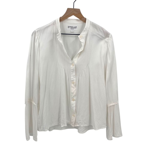 10 Crosby Derek Lam Denim White Button Down Blouse Large - Picture 1 of 7